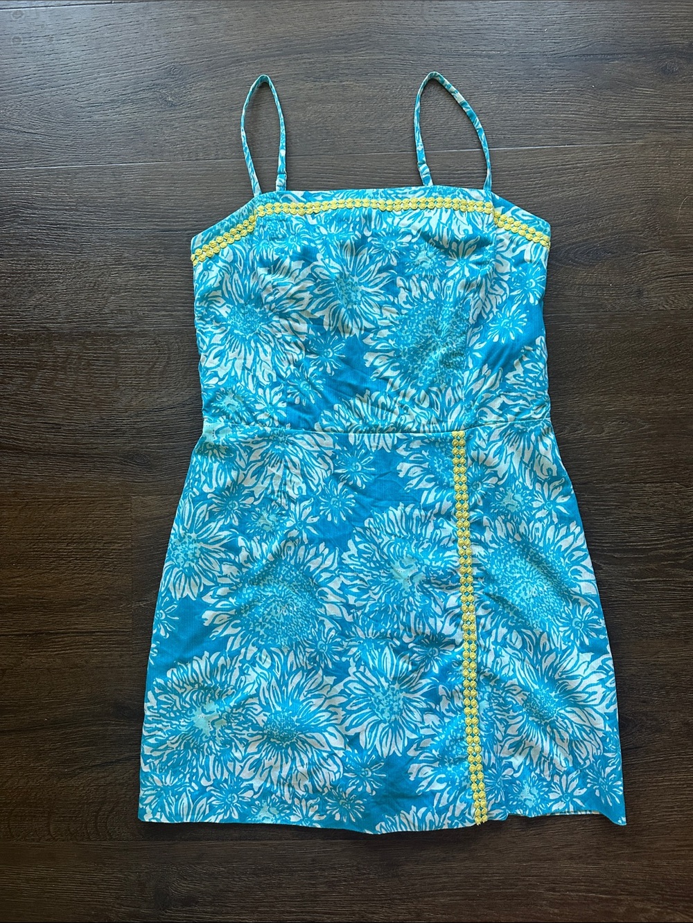 Lilly Pulitzer Turquoise Floral Spaghetti-Strap Summer Dress
